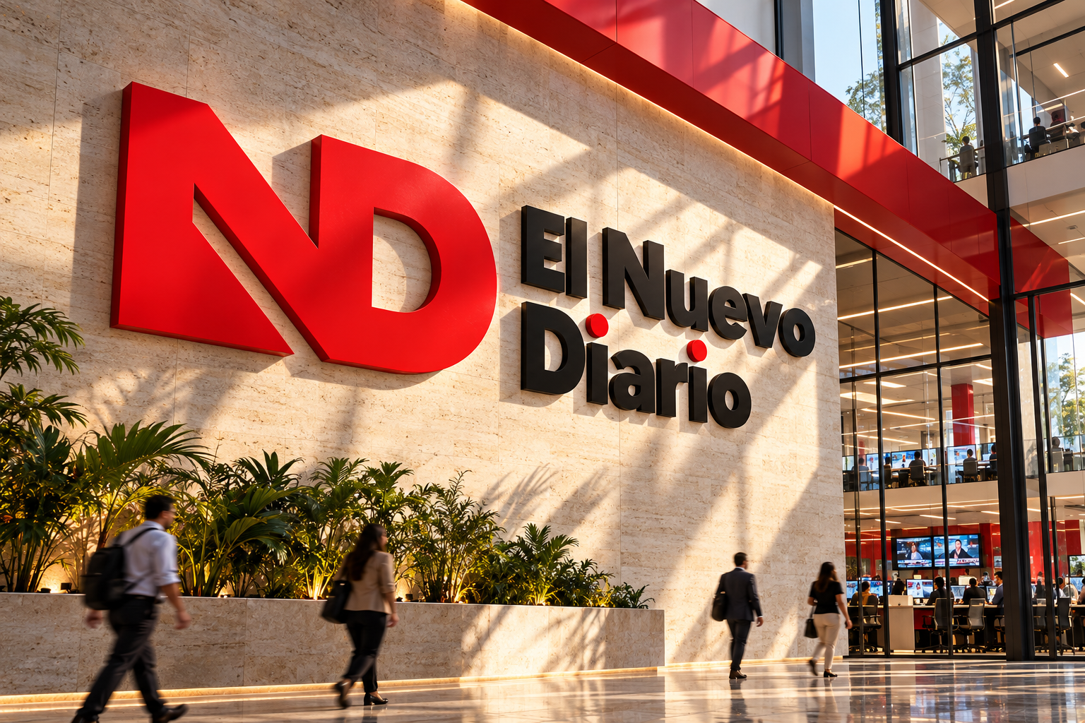 Nuevo logo de El Nuevo Diario aplicado en atrio editorial