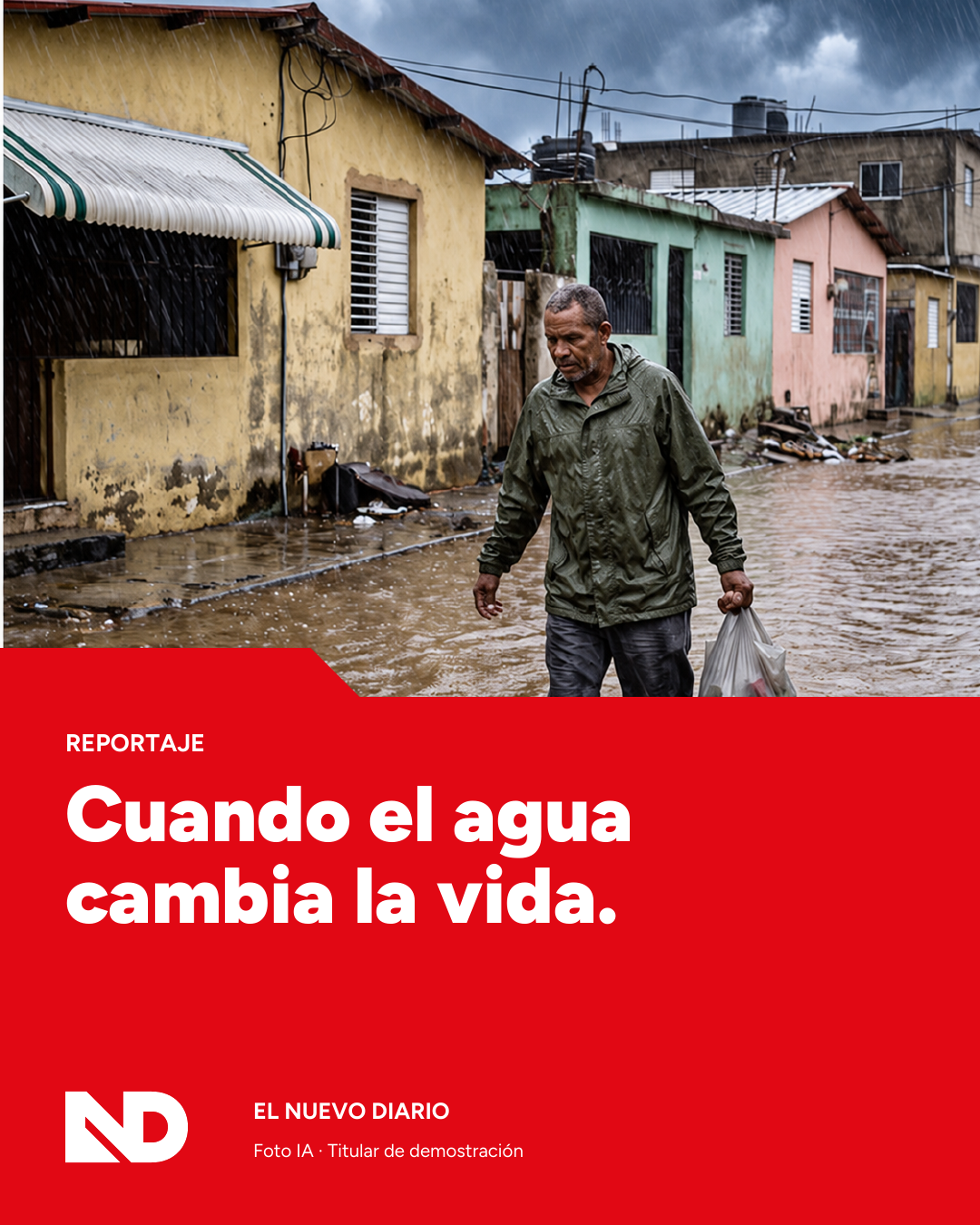 Aplicación digital: foto a color, titular y firma ND con espacio libre